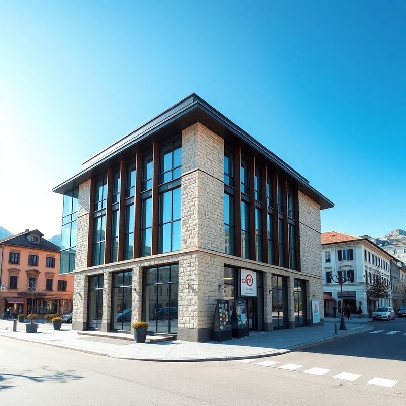 Zunanji pogled na moderno pisarniško stavbo v centru Maribora